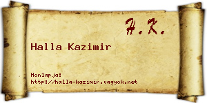 Halla Kazimir névjegykártya